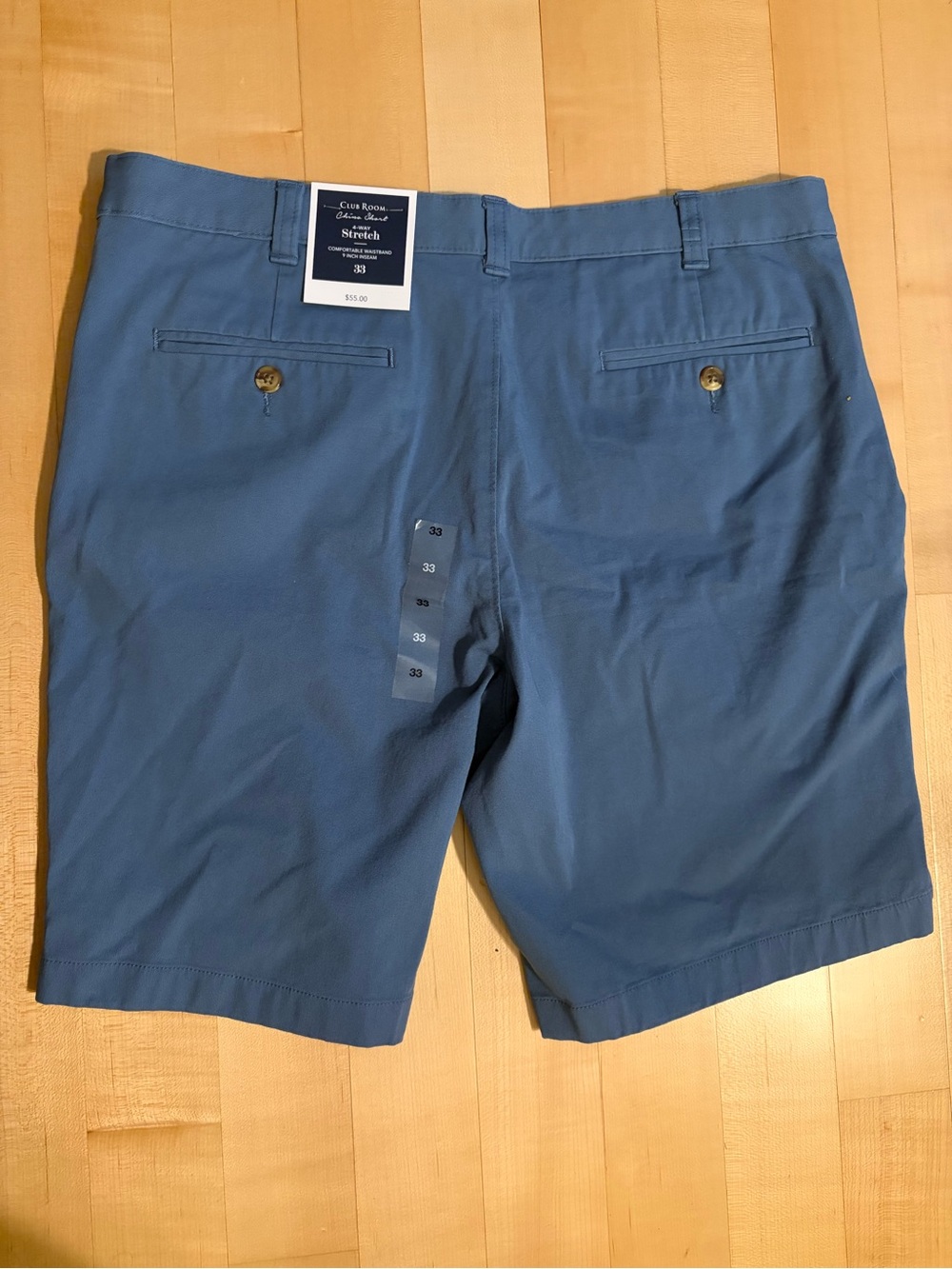 Club Room Slate Blue Flat-Front Chino Shorts - Picture 2 of 2